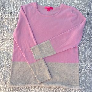 Lilly Pulitzer Cashmere Sweater Medium EUC Pink with Gray Bottom and Fringe